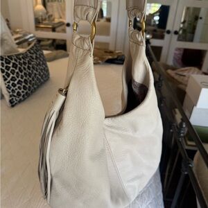 Elegant Cream Leather Hobo Bag